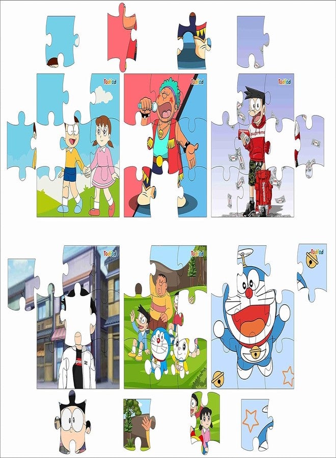 TodFod Wooden Jigsaw Puzzles Toy 54 Pieces 6 in 1, Anime Cartoon Characters Jigsaw Puzzles Educational Toy for Age 3+ Kids & Children Preschool Learning Toy Puzzle (Set of 2) (Doremon & Shinchan) - Image 4